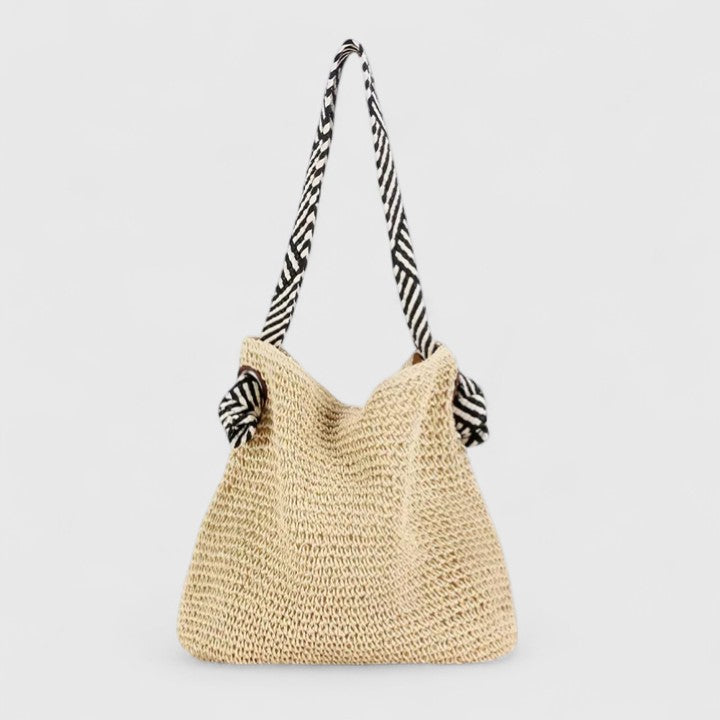 Hollis | Striped-Handle Straw Shoulder Bag