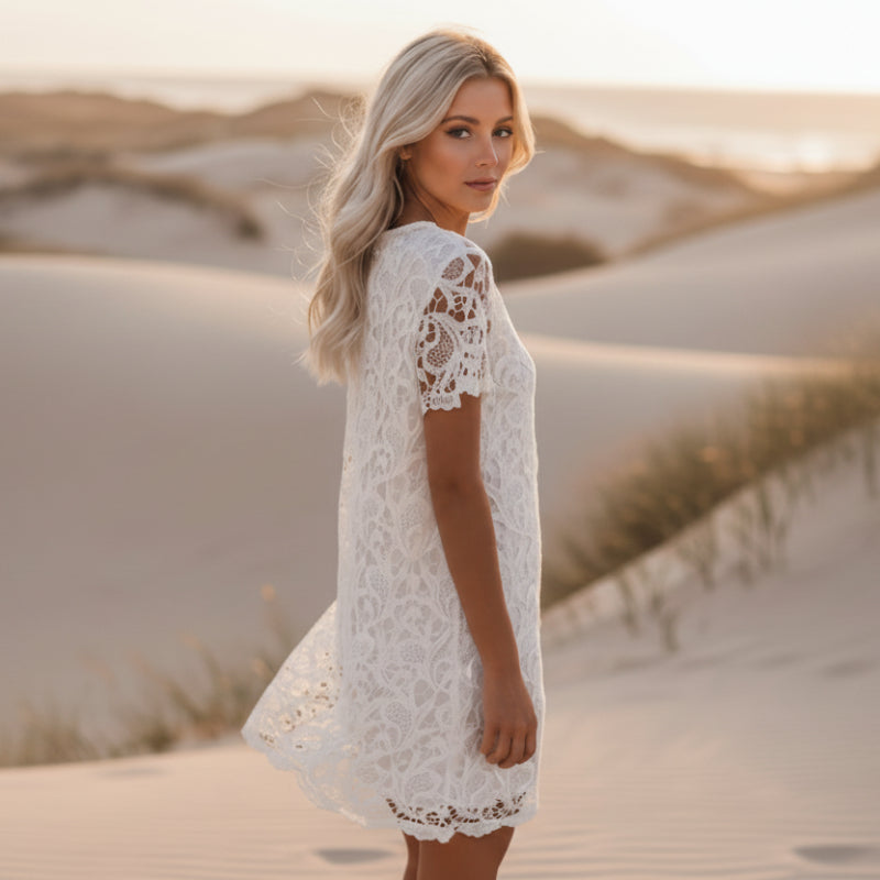 Emmerich | Mini Dress with Short Sleeves and Lace Overlay