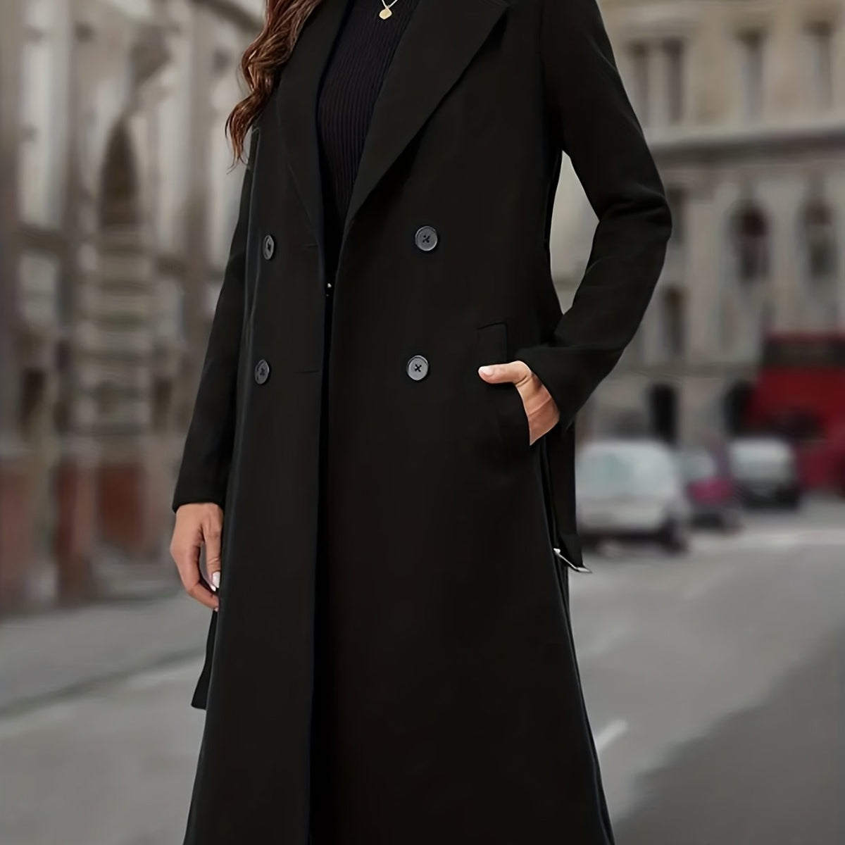 Thaisa | Women's Double-Breasted Long Coat