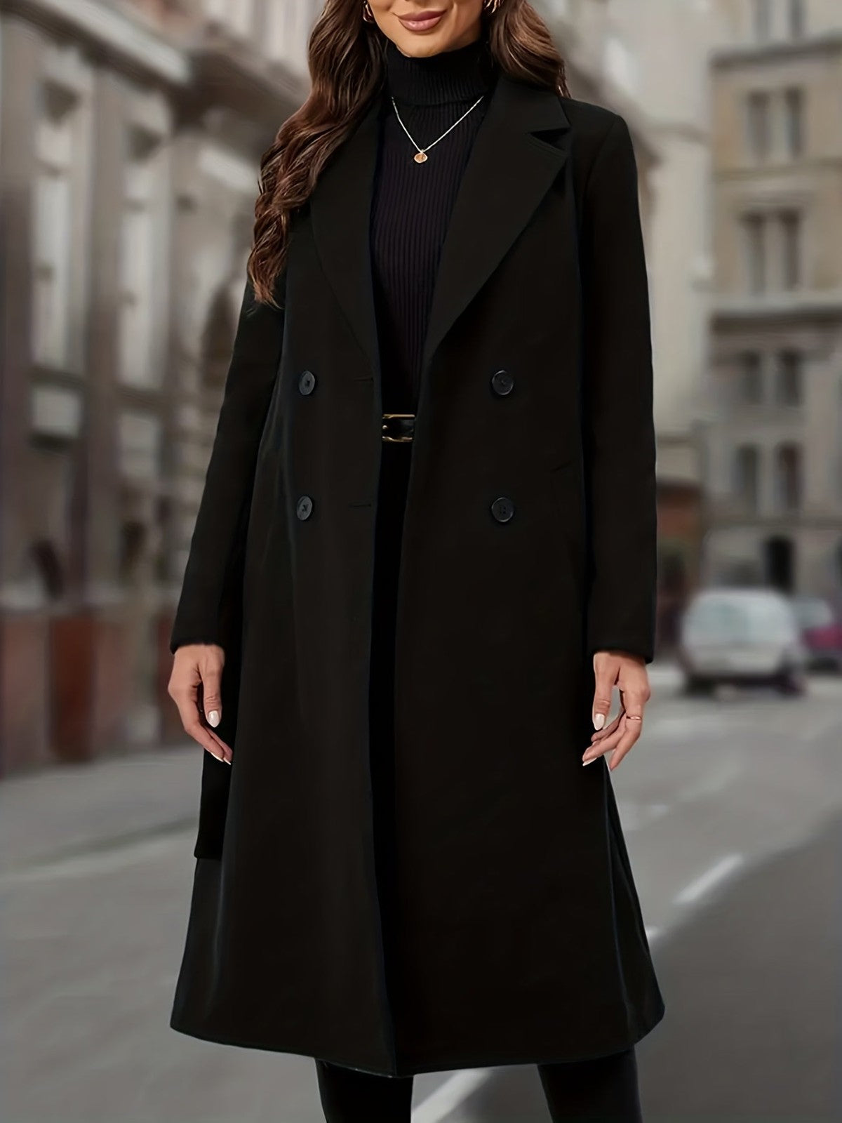 Thaisa | Women's Double-Breasted Long Coat