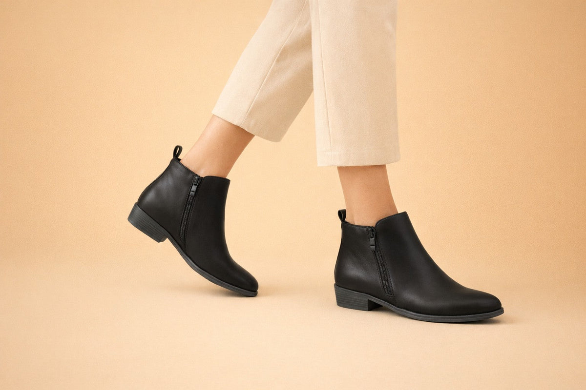 Aurelia | Women's Orthopedic Chelsea Ankle Boots Leather Zip Side Round Toe photo