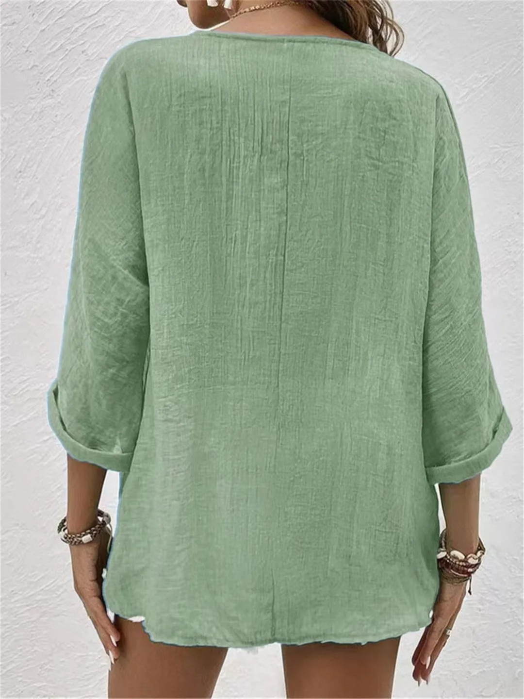 Babette | Casual Cotton V-Neck Button-Front Top