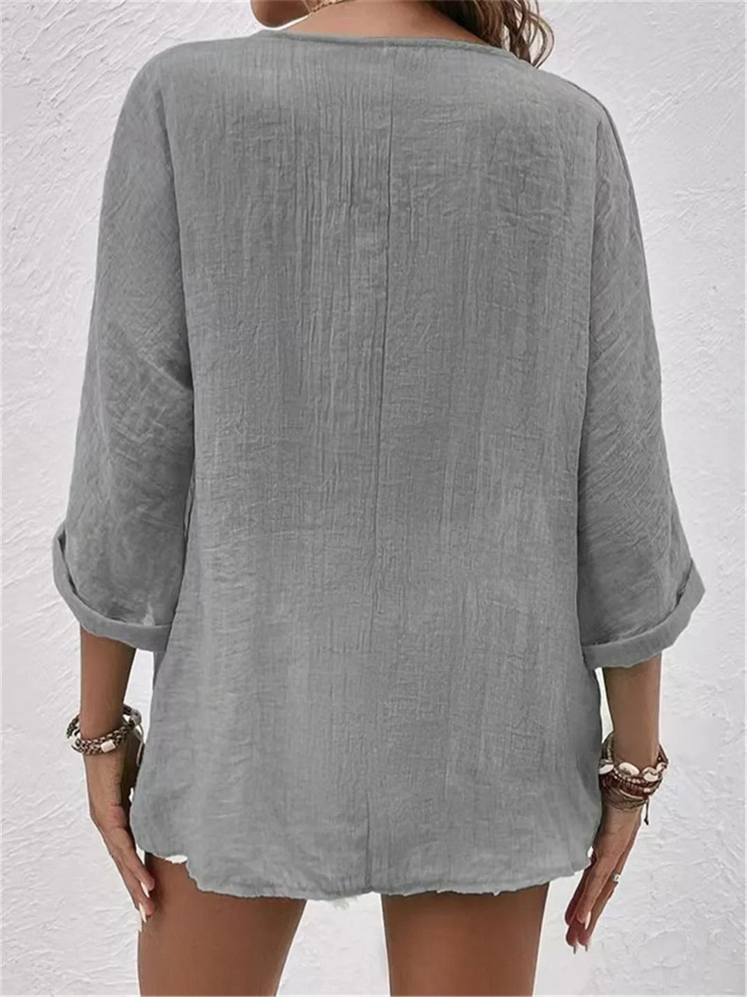 Babette | Casual Cotton V-Neck Button-Front Top