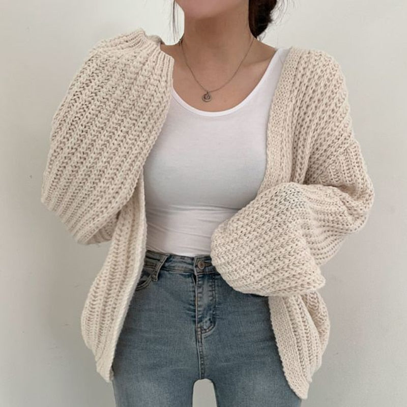 Corentine | Cardigan with Balloon Sleeves and Open Front
