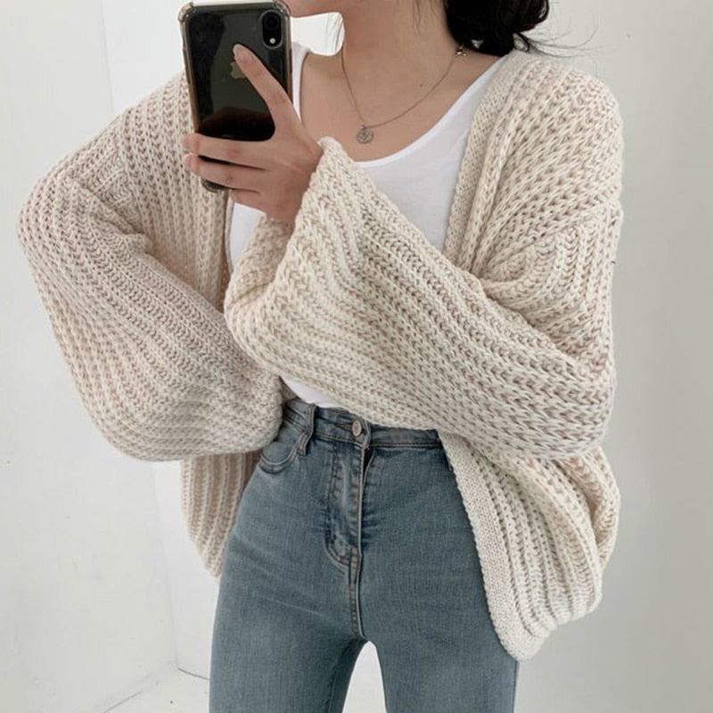 Corentine | Cardigan with Balloon Sleeves and Open Front