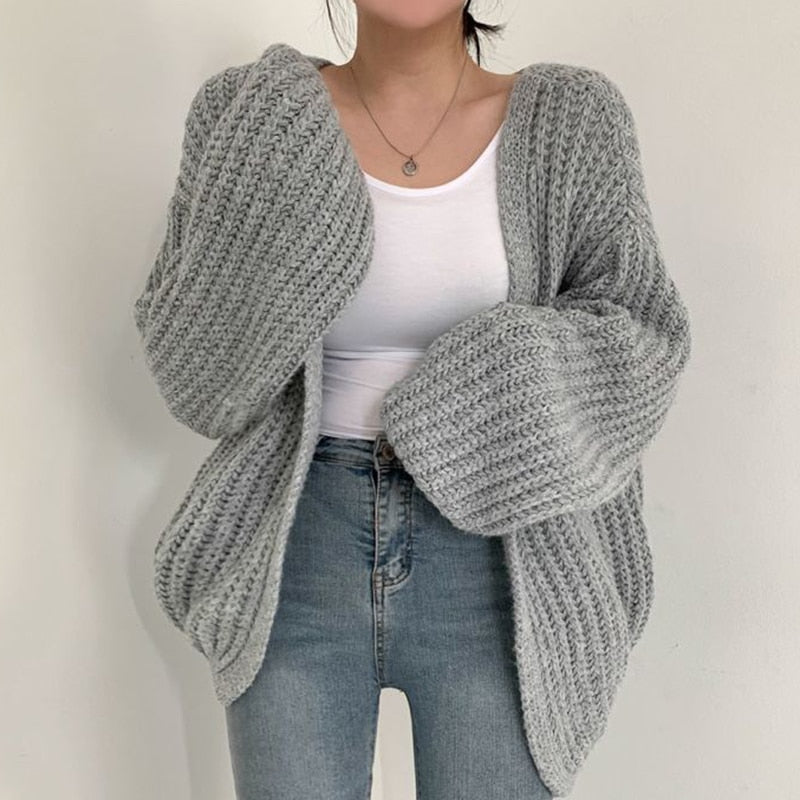 Corentine | Cardigan with Balloon Sleeves and Open Front