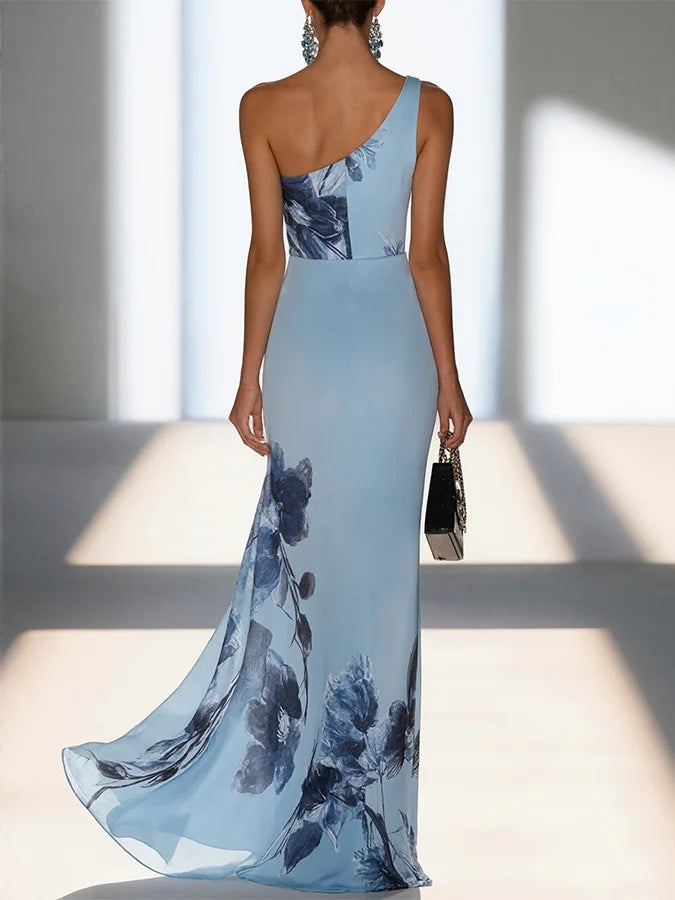 Madrigal | Wedding guest Maxi Dress with One Shoulder and Floral Print