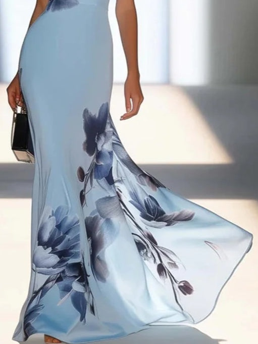 Madrigal | Wedding guest Maxi Dress with One Shoulder and Floral Print