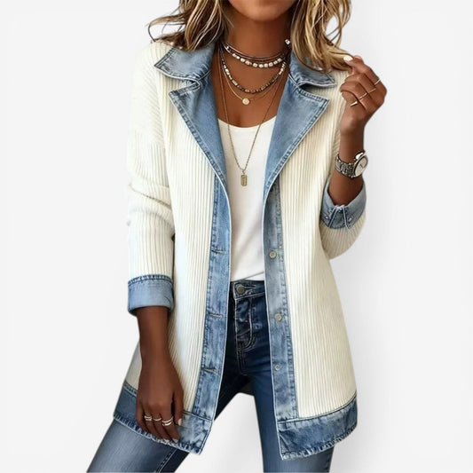 Bethany | Women's Elegant Layered Collar Button Jacket