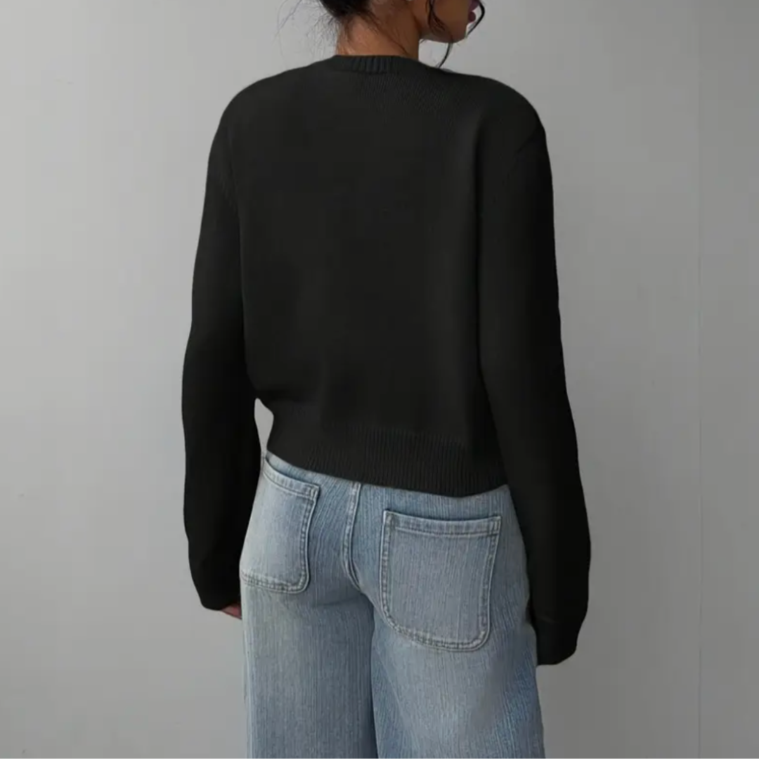 Perpetua | Cropped Cardigan with Crew Neck and Button Front