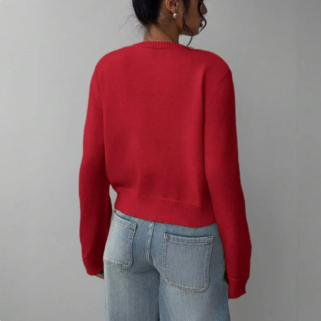 Perpetua | Cropped Cardigan with Crew Neck and Button Front
