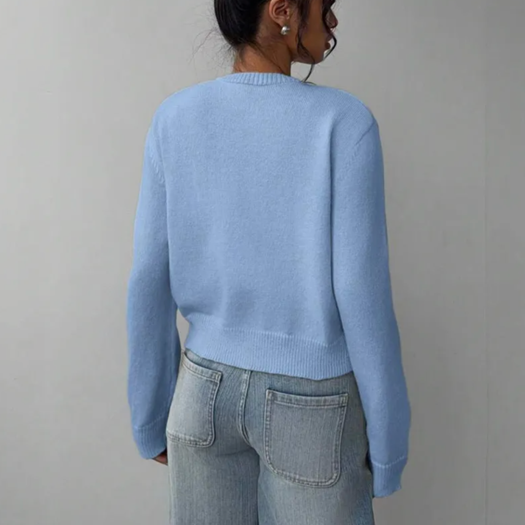 Perpetua | Cropped Cardigan with Crew Neck and Button Front