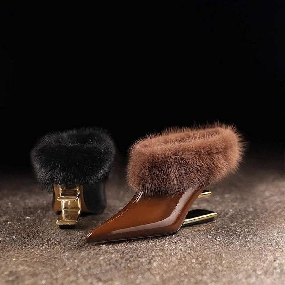 Beverly | Women's Elegant Furry Pointed Heels