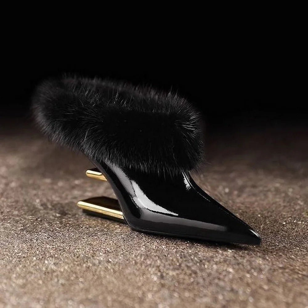 Beverly | Women's Elegant Furry Pointed Heels