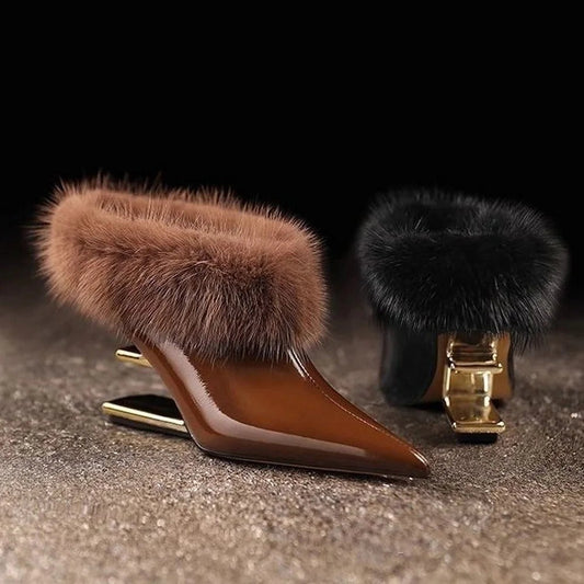 Beverly | Women's Elegant Furry Pointed Heels