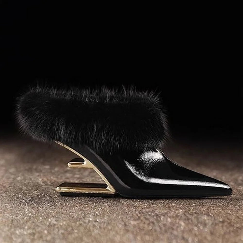 Beverly | Women's Elegant Furry Pointed Heels