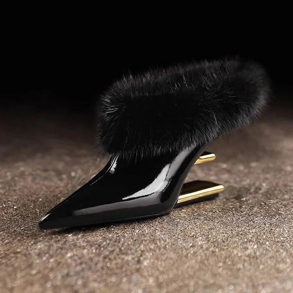 Beverly | Women's Elegant Furry Pointed Heels
