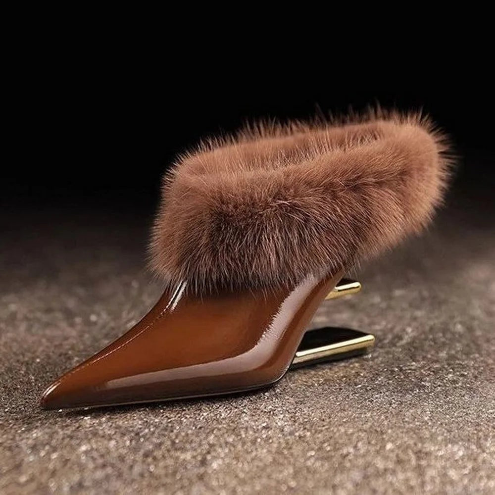 Beverly | Women's Elegant Furry Pointed Heels