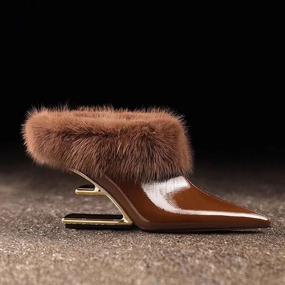Beverly | Women's Elegant Furry Pointed Heels
