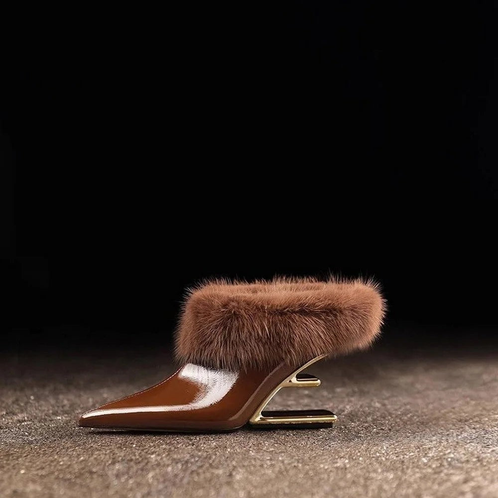 Beverly | Women's Elegant Furry Pointed Heels