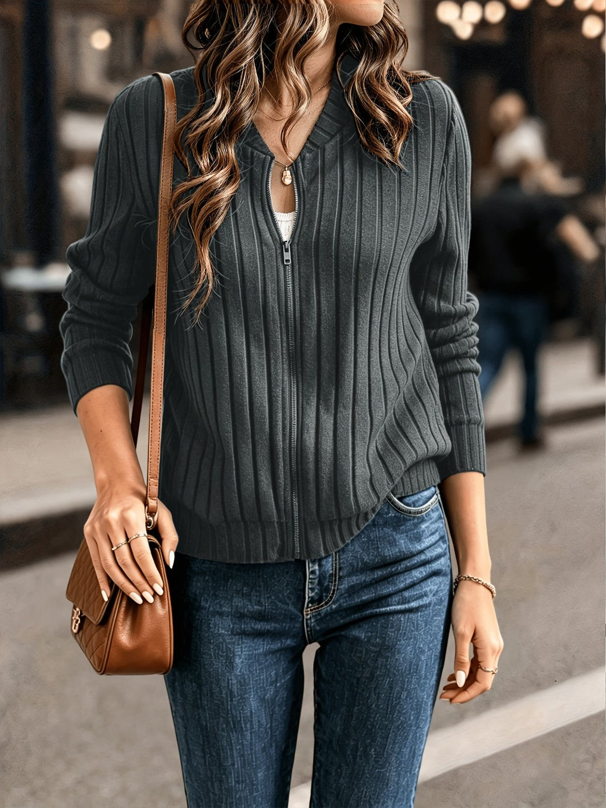 Blair | Women's Ribbed Zip-Front Jacket for Winter
