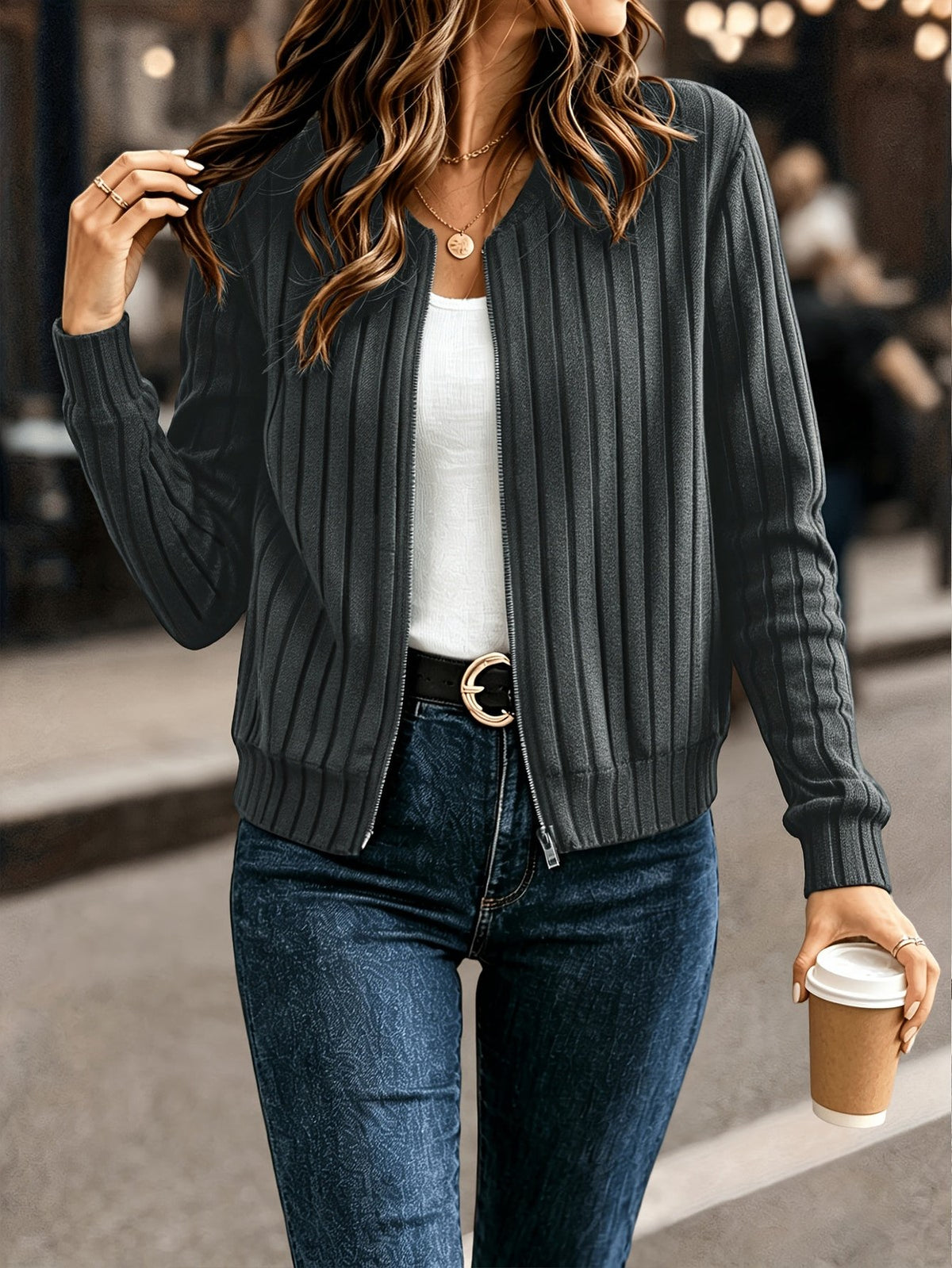 Blair | Women's Ribbed Zip-Front Jacket for Winter