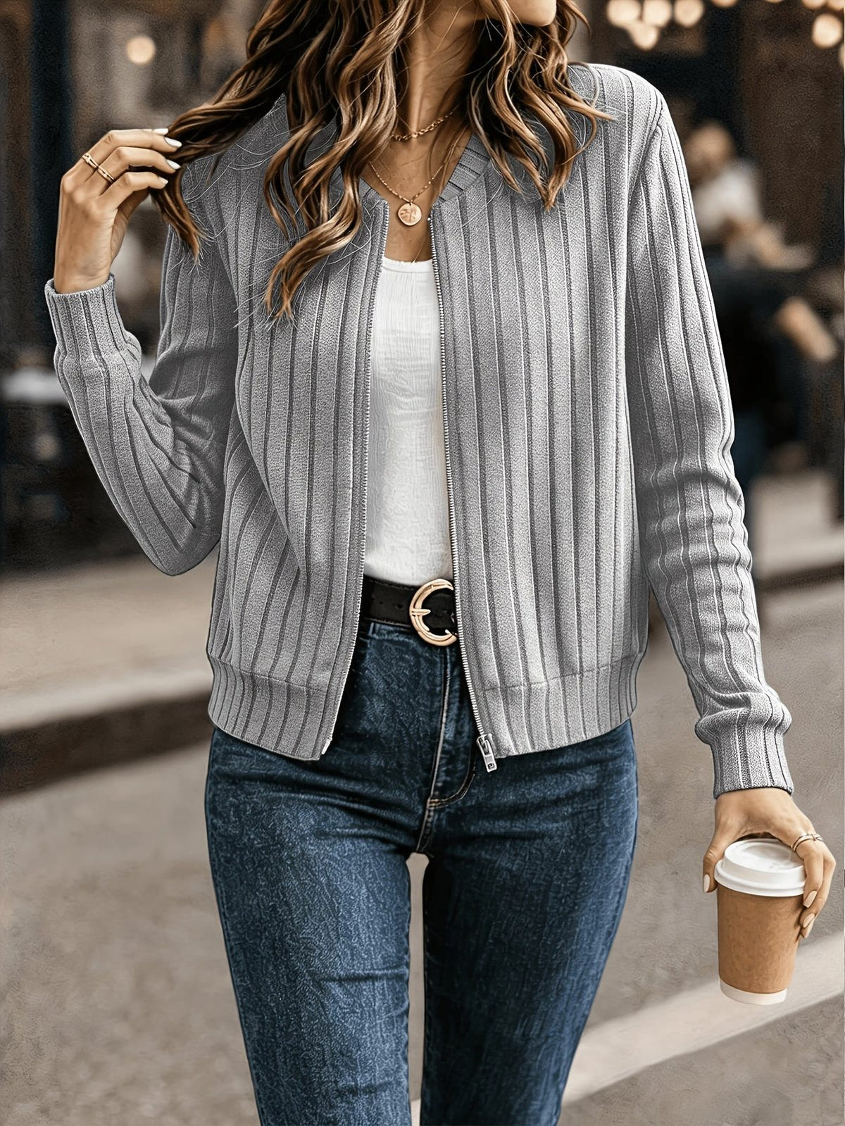 Blair | Women's Ribbed Zip-Front Jacket for Winter