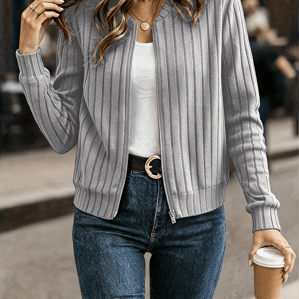 Blair | Women's Ribbed Zip-Front Jacket for Winter