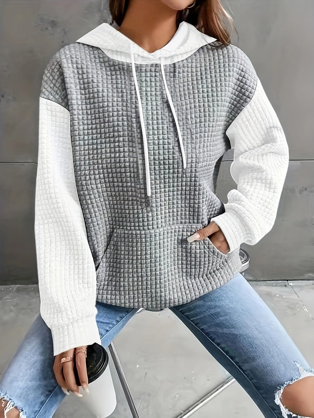 Brenna | Women's Cozy Waffle-Texture Hoodie