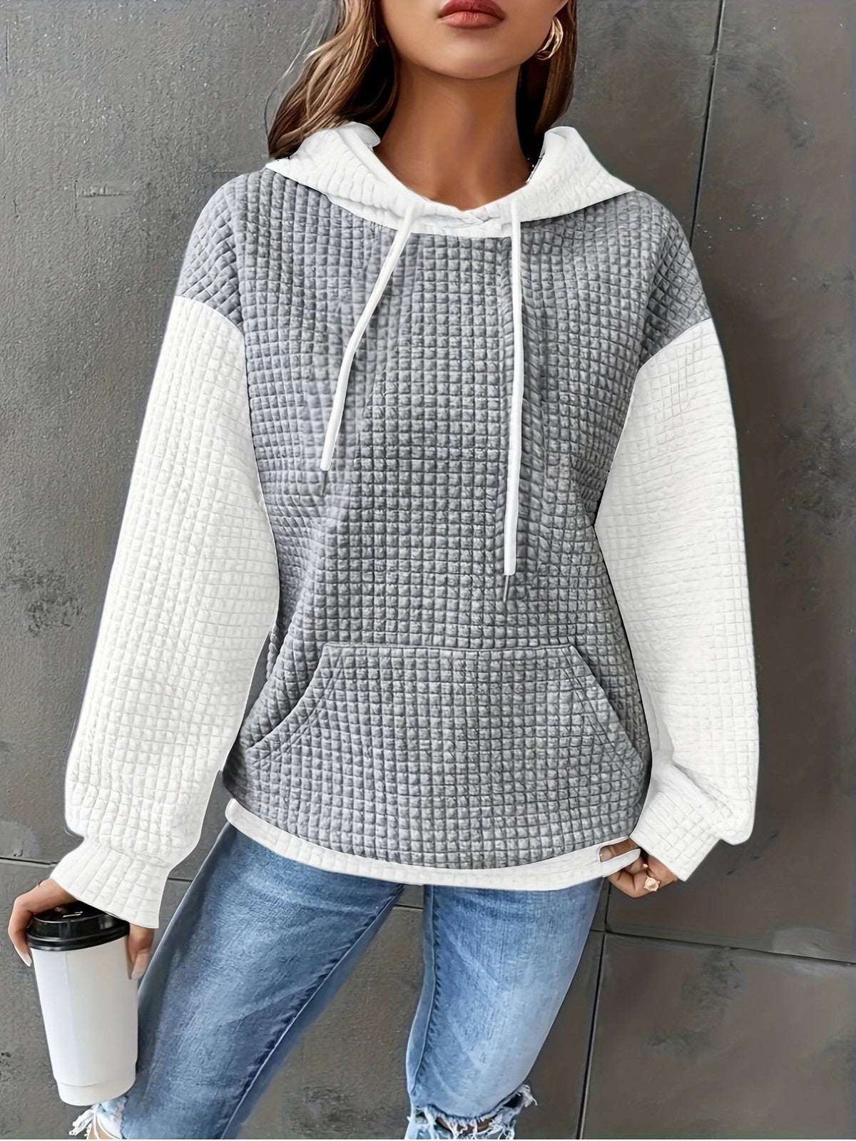 Brenna | Women's Cozy Waffle-Texture Hoodie