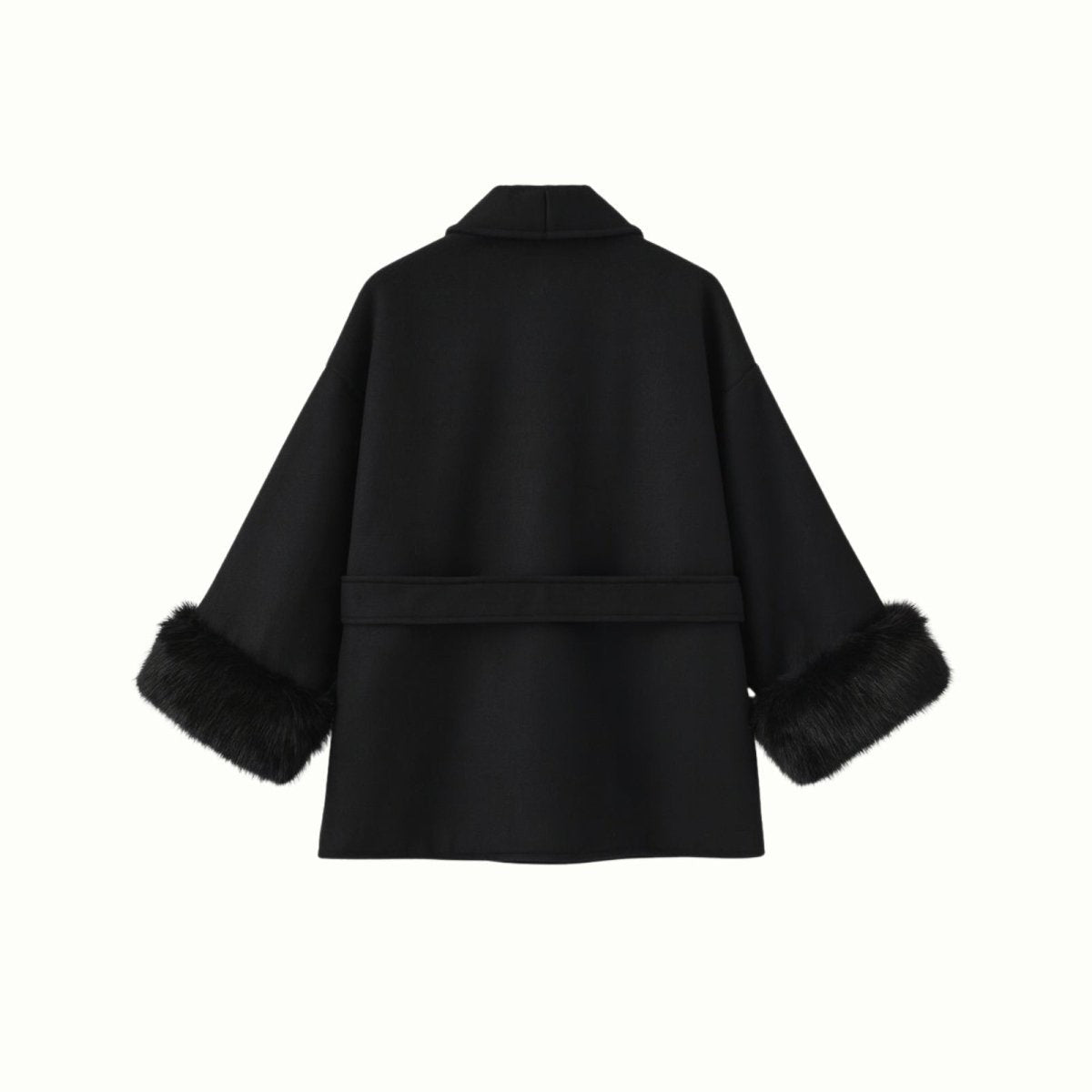 Bronwen | Wool Cashmere Coat with Fur Cuffs photo
