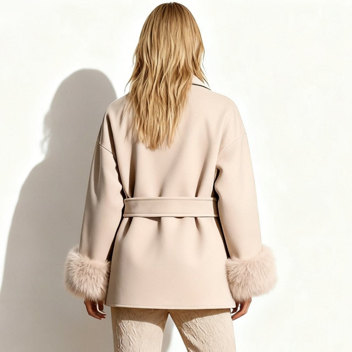 Bronwen | Wool Cashmere Coat with Fur Cuffs photo