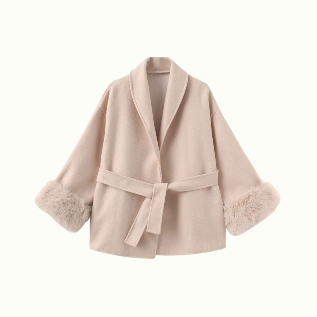 Bronwen | Wool Cashmere Coat with Fur Cuffs photo