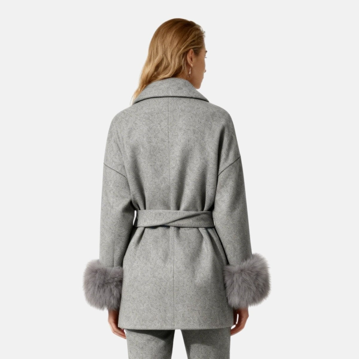 Bronwen | Wool Cashmere Coat with Fur Cuffs photo