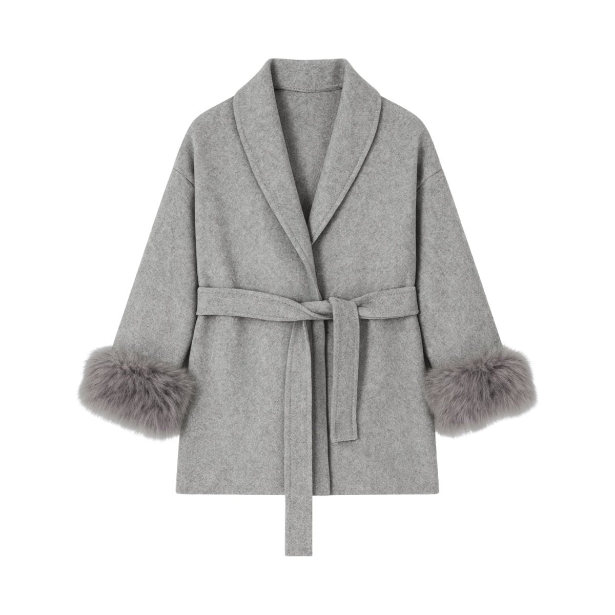 Bronwen | Wool Cashmere Coat with Fur Cuffs photo
