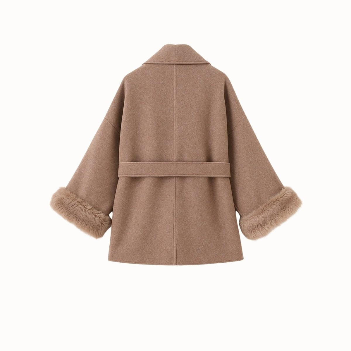 Bronwen | Wool Cashmere Coat with Fur Cuffs photo