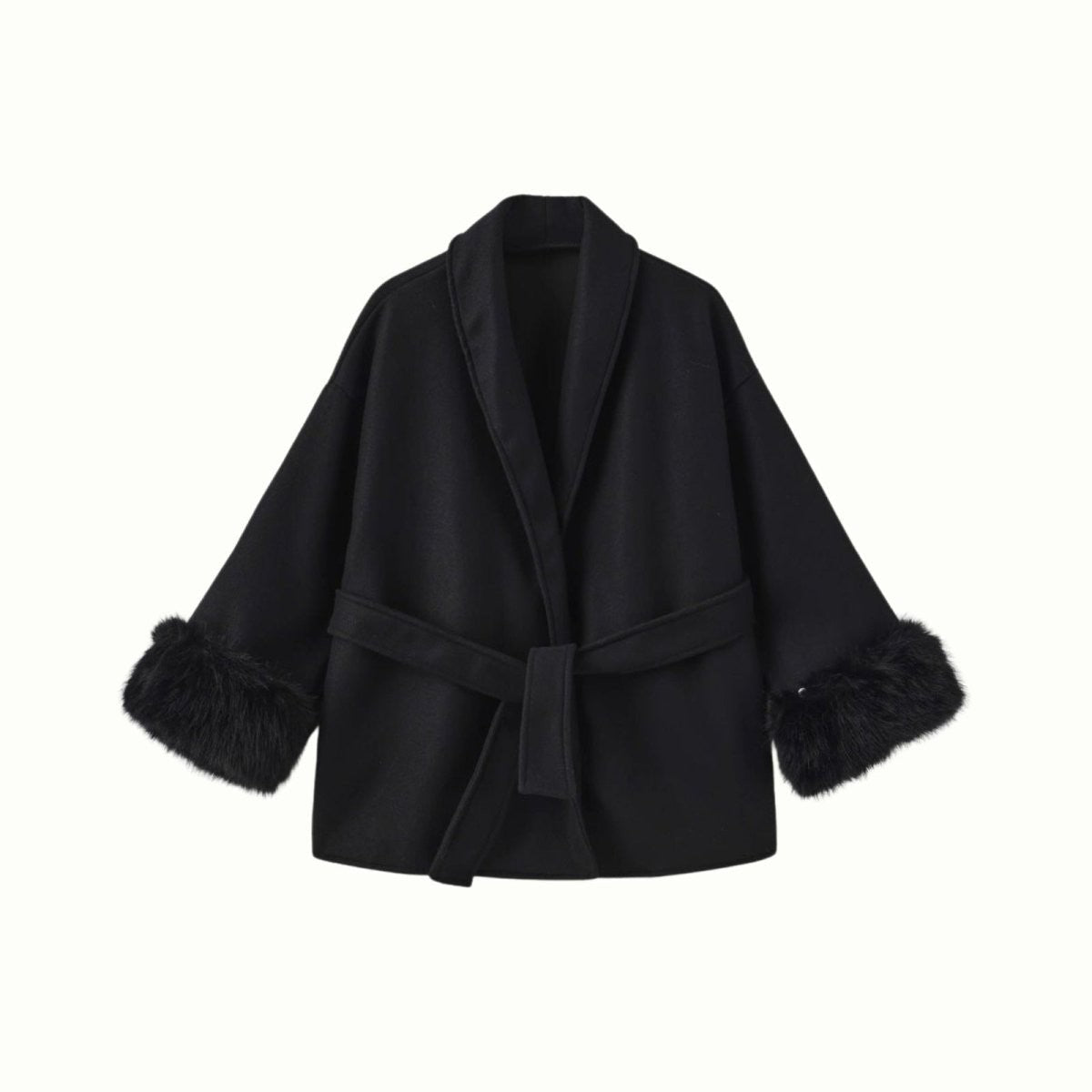 Bronwen | Wool Cashmere Coat with Fur Cuffs photo