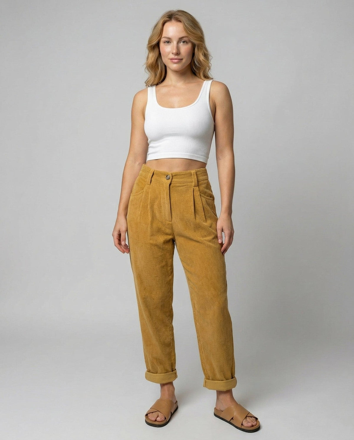 Callan | Stout Elastic Waist Corduroy Pants for Women photo