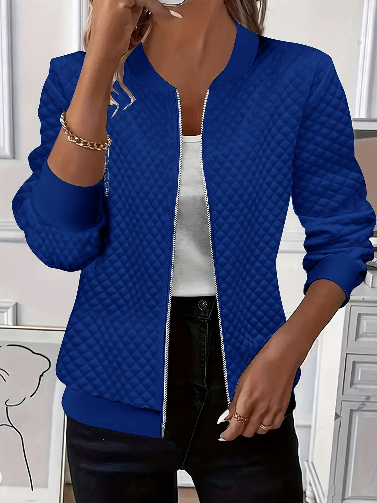 Carolyn | Women's Quilted-Texture Baseball Jacket