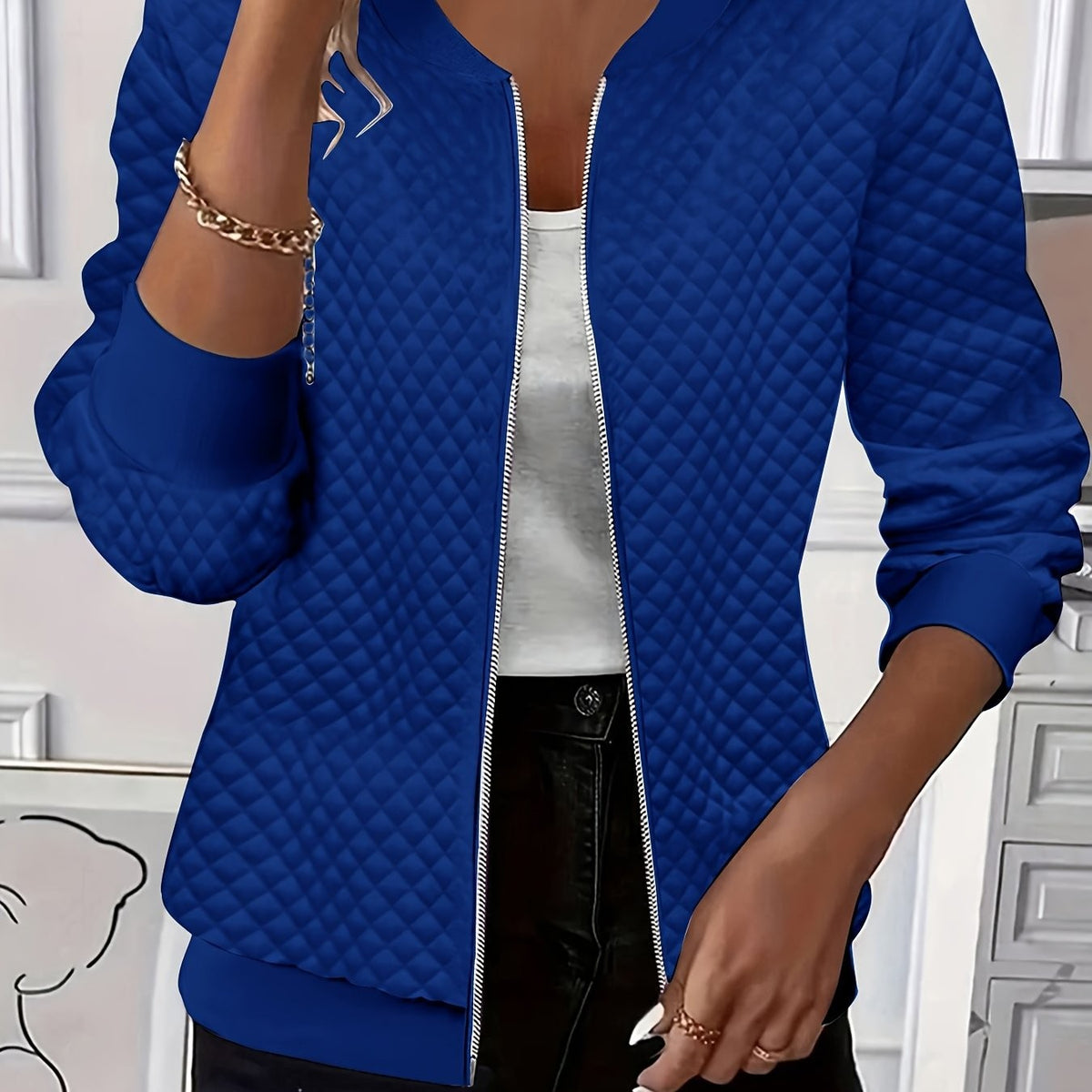 Carolyn | Women's Quilted-Texture Baseball Jacket