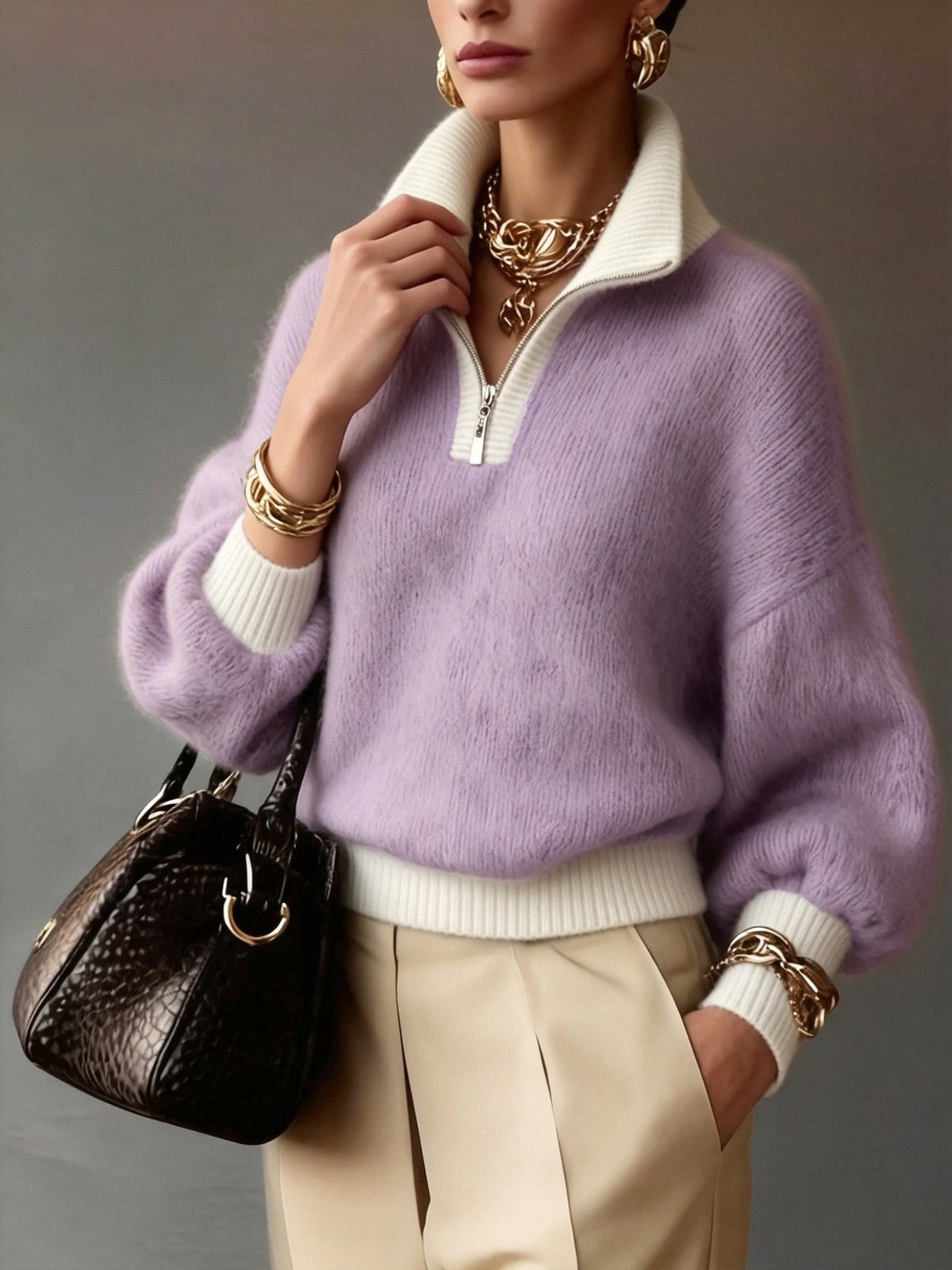 Cecily | Women's Relaxed Half-Zip Sweater