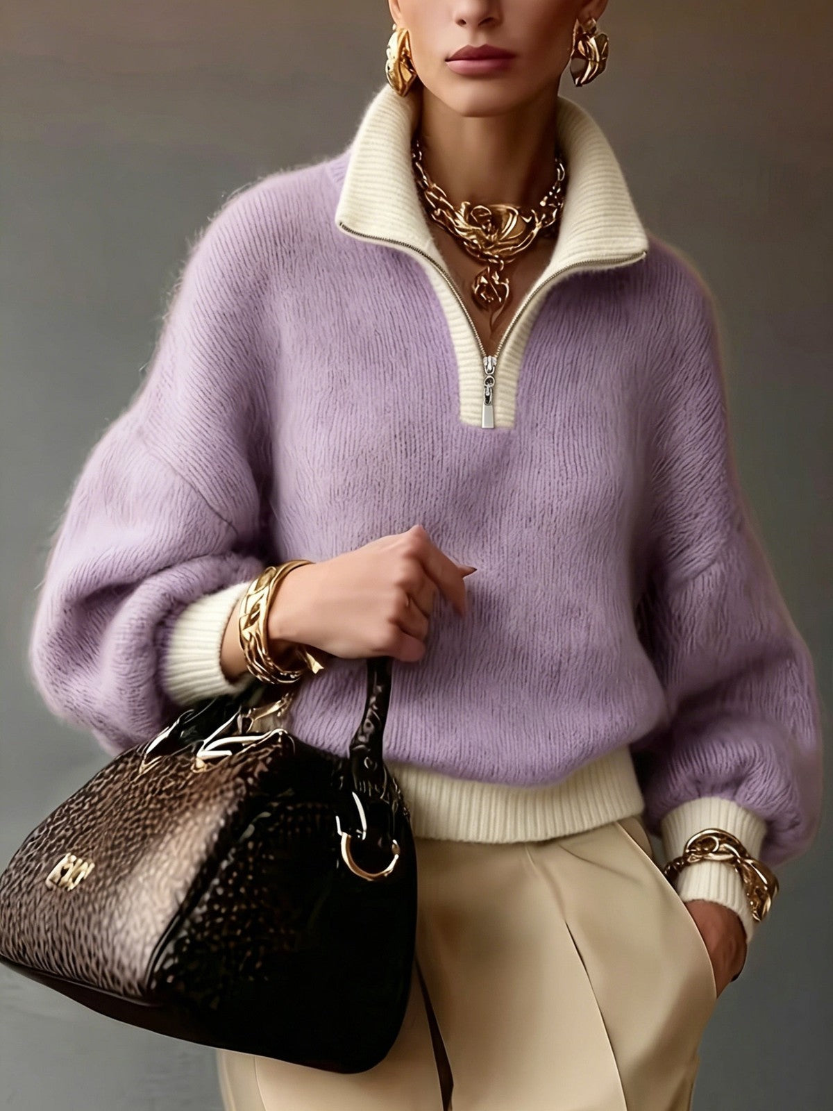 Cecily | Women's Relaxed Half-Zip Sweater