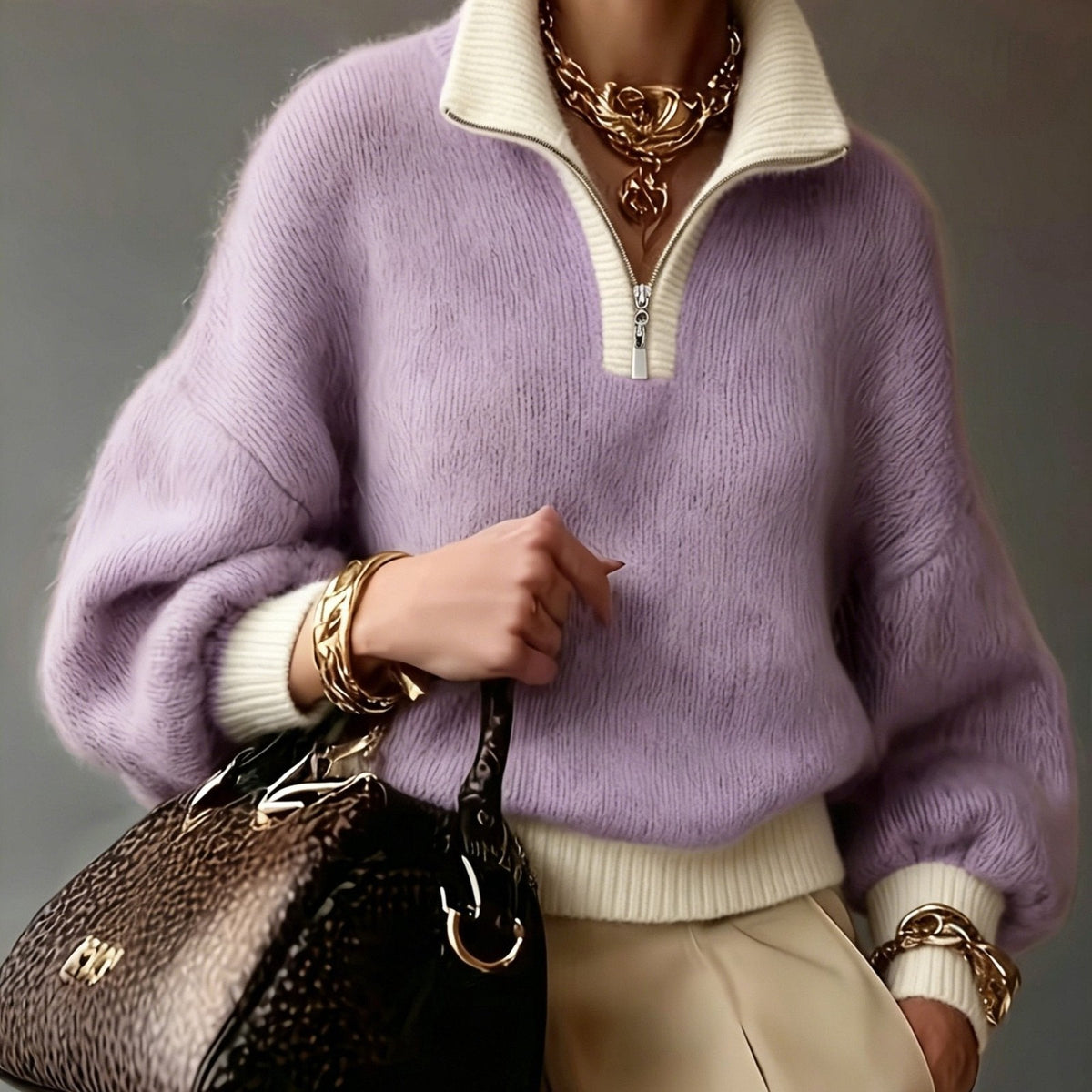 Cecily | Women's Relaxed Half-Zip Sweater