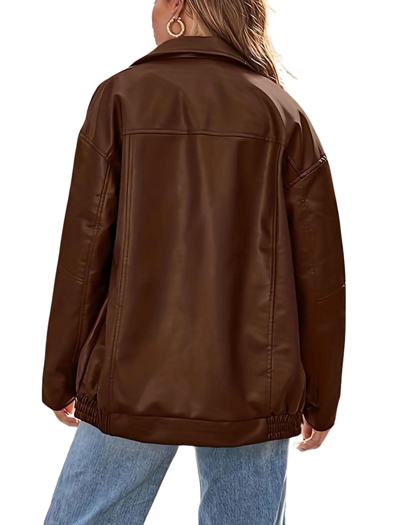 Tirzah | Leather Bomber Jacket with Elastic Cuffs and Zipper