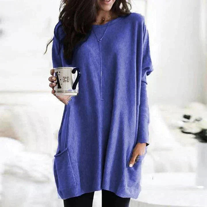Saffronia | Casual Tunic Loose Sweater With Pockets