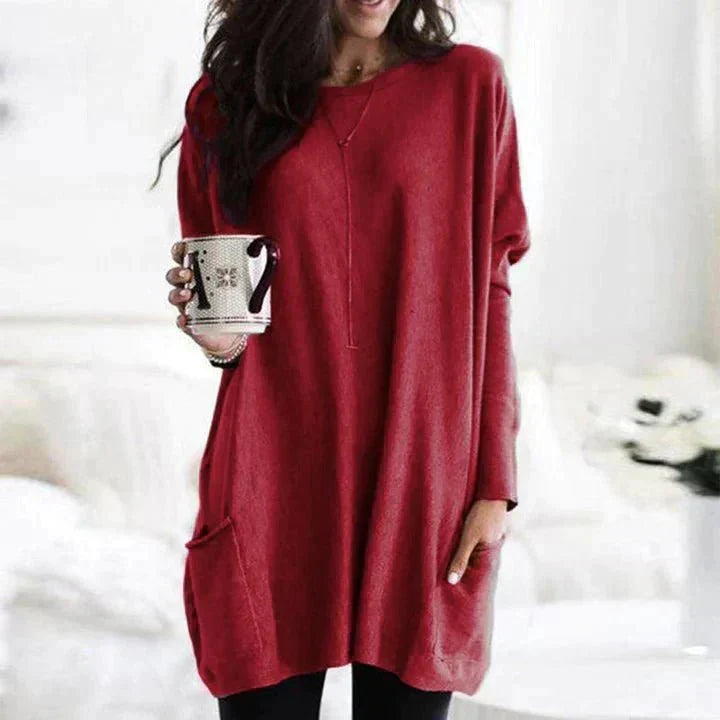 Saffronia | Casual Tunic Loose Sweater With Pockets