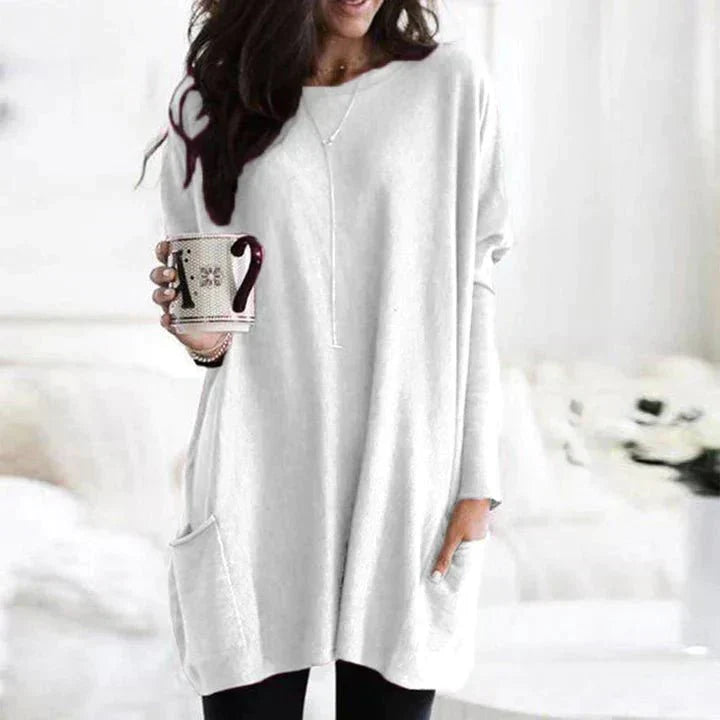 Saffronia | Casual Tunic Loose Sweater With Pockets