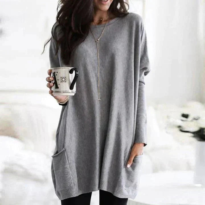 Saffronia | Casual Tunic Loose Sweater With Pockets