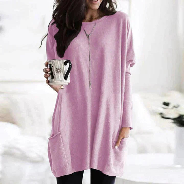 Saffronia | Casual Tunic Loose Sweater With Pockets