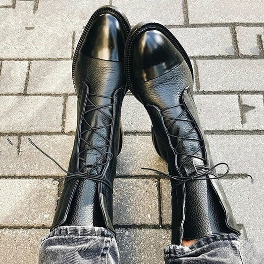 Cordelia | Women's Orthopedic Lace Up Boots Block Heel Combat photo